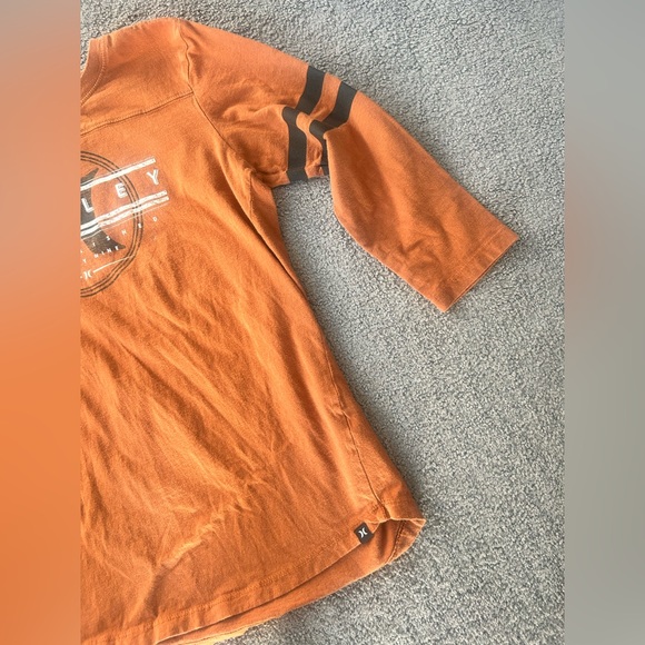 Hurley Orange 3/4 Sleeve Logo Tee | Surf Skate Casual Shirt | Size S - Picture 3 of 8